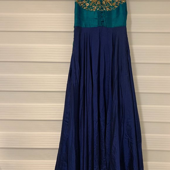 Navy Blue Classy Designer Gown Suit Dress - Picture 2 of 8